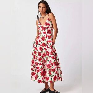 Free People NWT Finer Things Dress with open back, adjustable straps & Pockets.